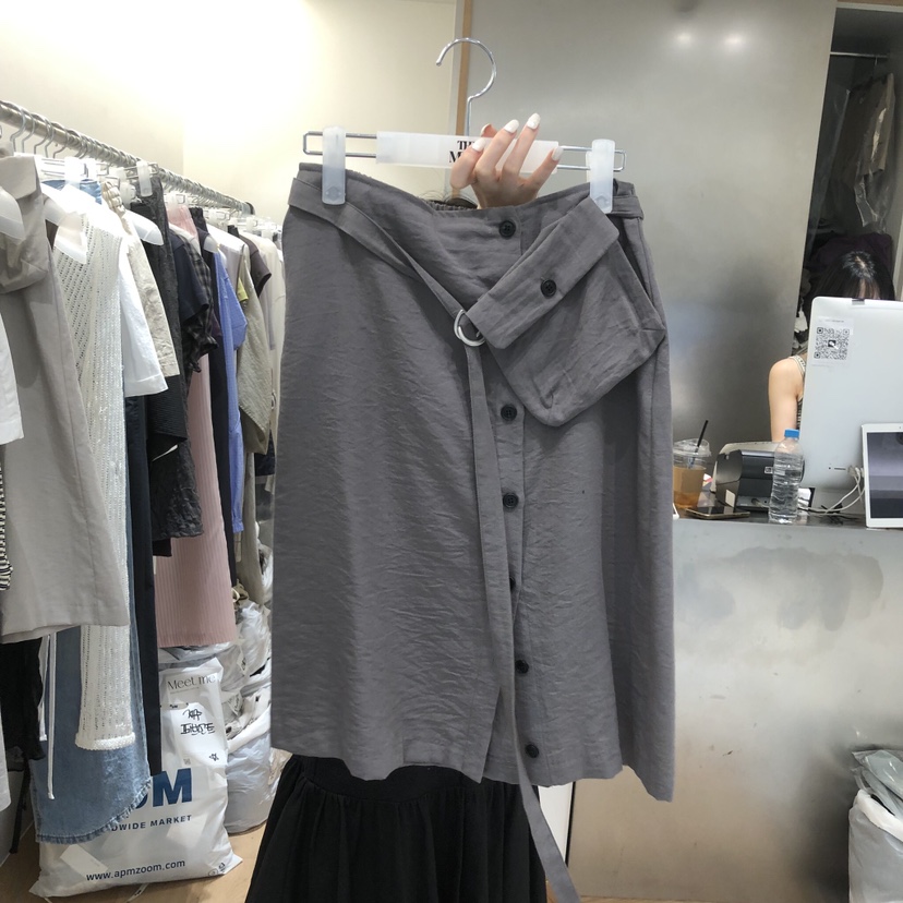 MEET ME韓國直郵女裝新品人氣26夏季半身裙中短裙口袋紐扣MEET ME半身裙/中短裙圖色2