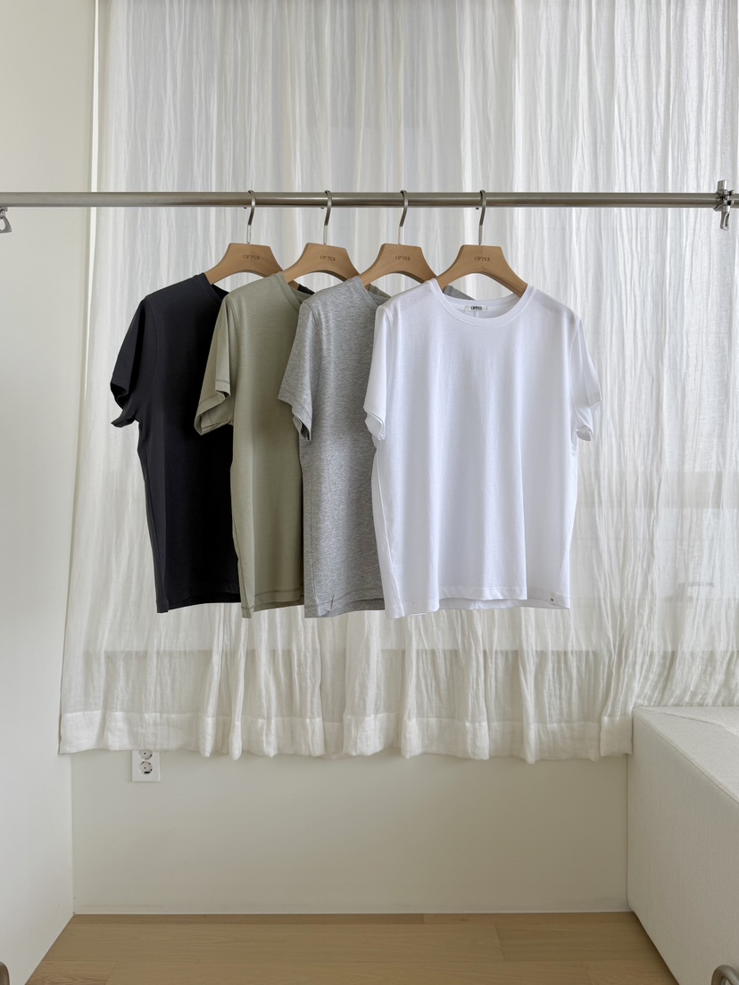 OP PER東大門實拍韓國女裝新品26夏季26春夏休閑熱賣T恤OPPER-simplebeigeT恤