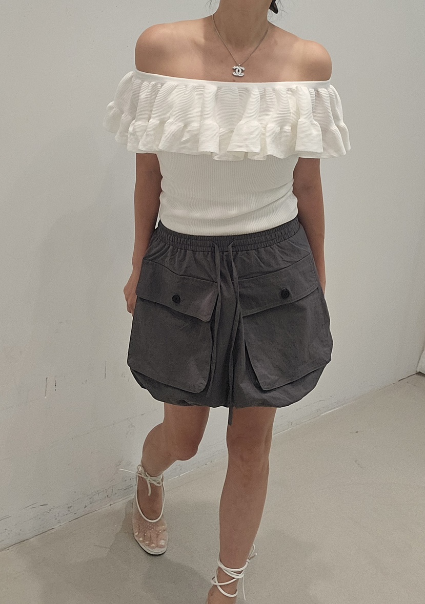 NEOUL韓國直郵女裝新款熱賣人氣26春夏職業26夏季針織衫荷葉邊NEOUL/ahin雙領標簽針織衫