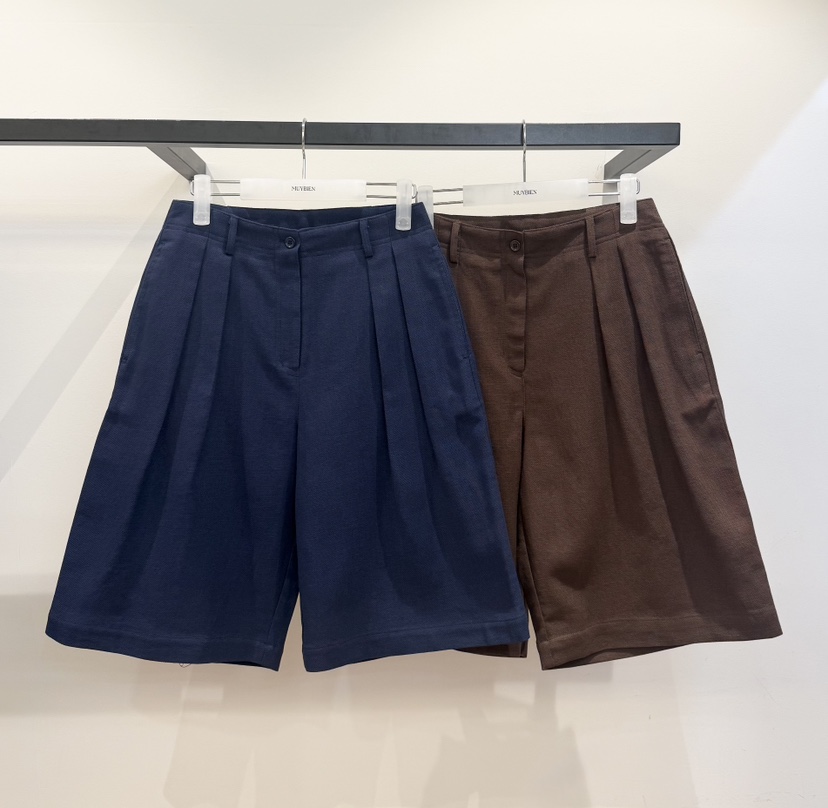 MUYBIEN韓國東大門代購女士新款26夏季職業時尚26春夏短褲亞麻MUYBIEN短褲