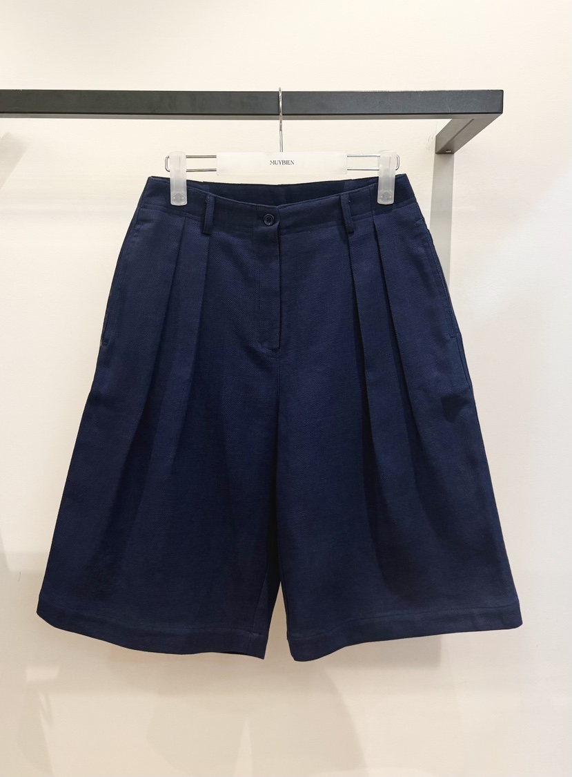 MUYBIEN韓國東大門代購女士新款26夏季職業時尚26春夏短褲亞麻MUYBIEN短褲圖色1