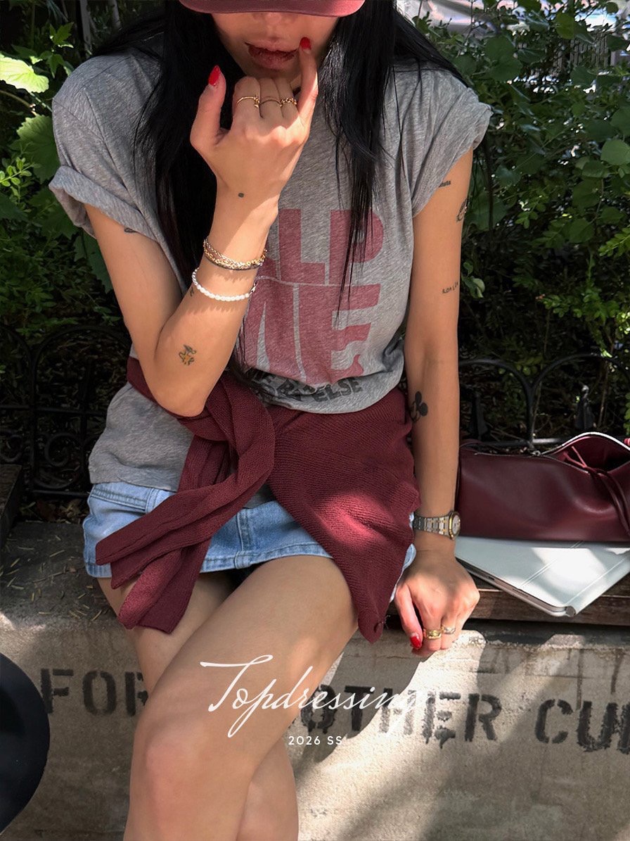 TOPDRESSING韓國代購女士新款熱賣26夏季職業休閑T恤染色TOPDRESSINGT恤