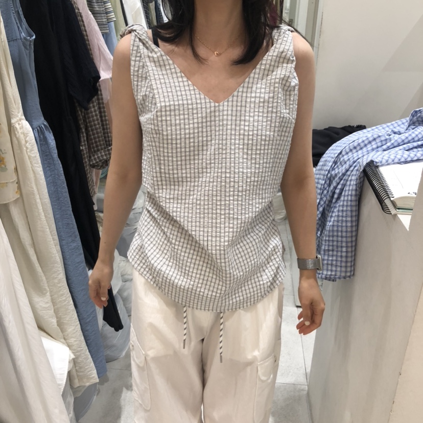 ASOME韓國直郵女士新款時尚推薦熱賣26夏季人氣吊帶背心格子A.SOME吊帶/背心圖色2