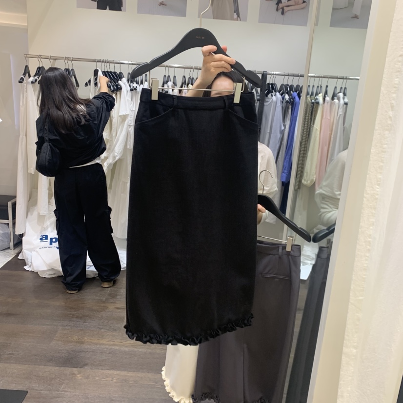 OURIN/THIS IS韓國直郵女裝新品推薦時尚熱賣長裙亞麻布OURIN/THIS IS長裙圖色2