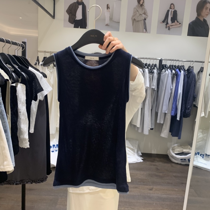 OURIN/THIS IS韓國直郵女士新款人氣休閑吊帶背心撞色無袖OURIN/THIS IS吊帶/背心圖色1