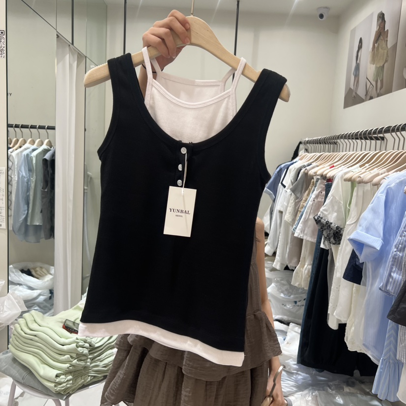 YUNBAL韓國直郵實拍女裝新品26夏季時尚吊帶背心雙層無袖YUNBAL吊帶/背心圖色2