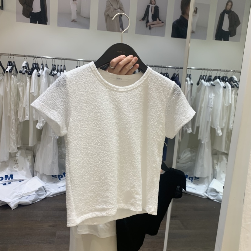 OURIN/THIS IS韓國代購女士新款時尚職業休閑推薦T恤提花OURIN/THIS IST恤圖色2