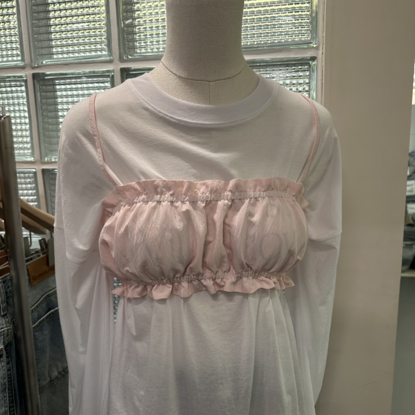 URBANSTORY/REMAKING韓國東大門代購女裝新款26春夏吊帶背心不含內搭荷葉邊Remaking/URBANSTORY吊帶/背心圖色1