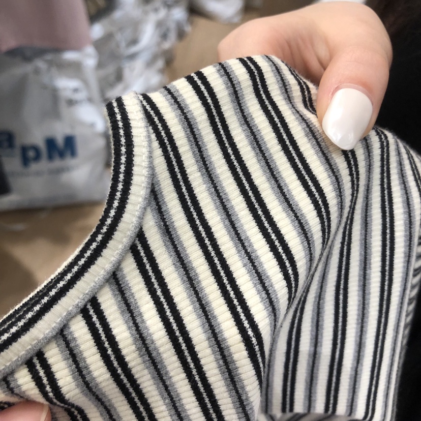 MEET ME韓國東大門代購女裝新品人氣吊帶背心無袖條紋羅紋MEET ME吊帶/背心