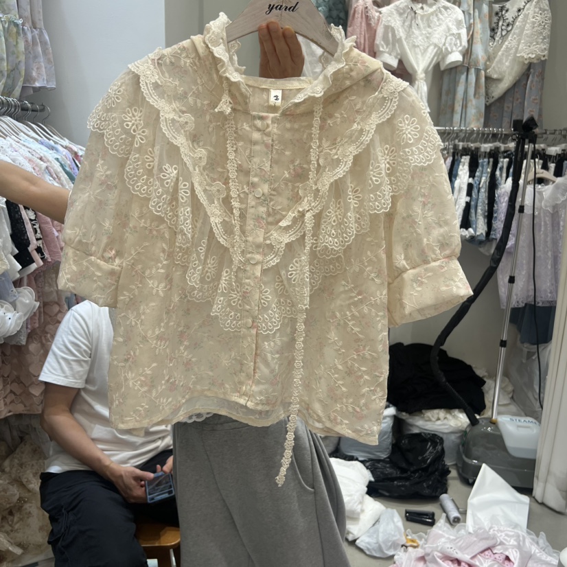 YARD東大門實拍韓國女士新品26夏季休閑職業26春夏襯衫蕾絲衫YARD襯衫/蕾絲衫圖色1
