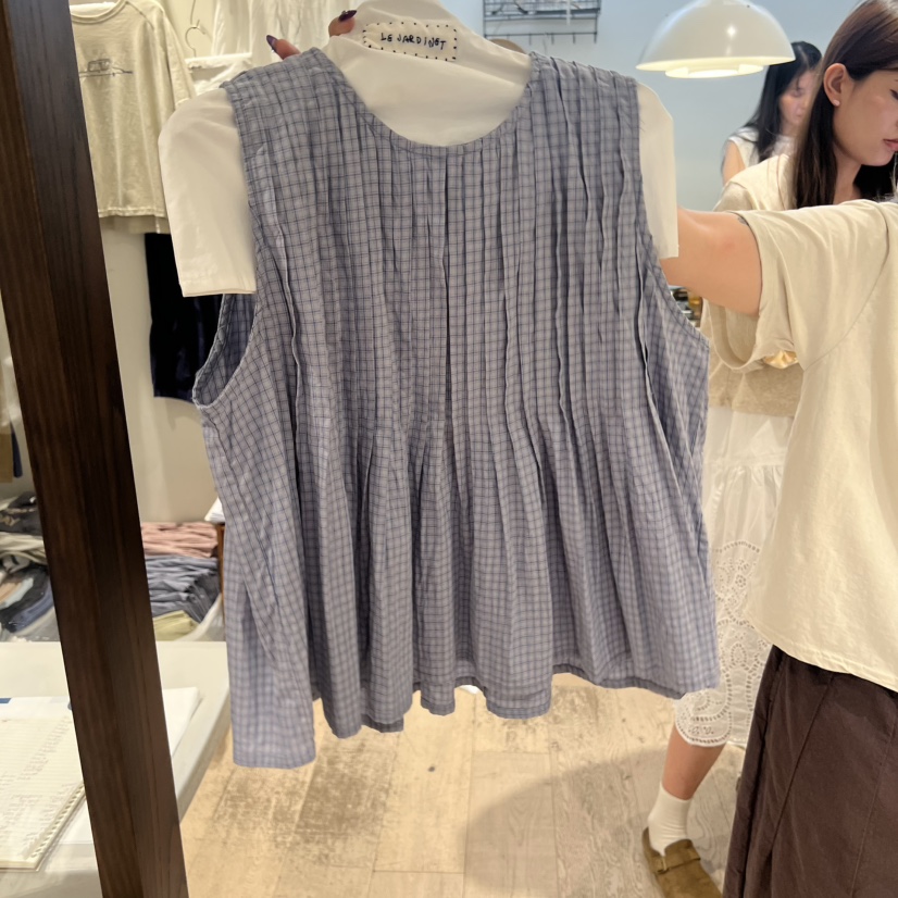 LE JARDINET韓國直郵女士新款職業時尚吊帶背心格子無袖LE JARDINET吊帶/背心圖色2