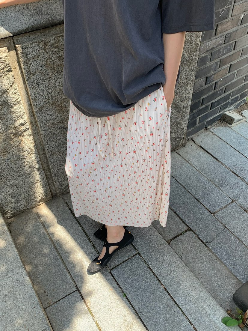 LOVE MY SANTA韓國代購女士新品26夏季職業熱賣長裙褶裥SSanta/LOVE MY SANTA長裙