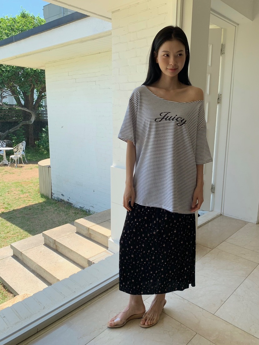LOVE MY SANTA韓國代購女士新品26夏季職業熱賣長裙褶裥SSanta/LOVE MY SANTA長裙
