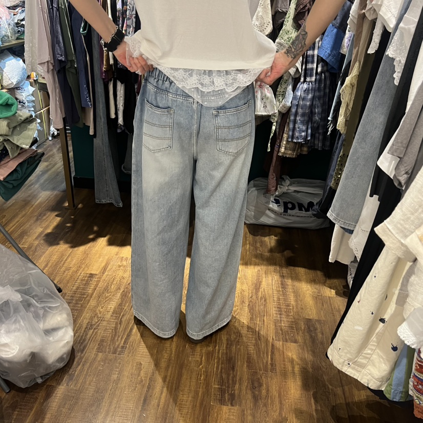 MERCI LINDA東大門實拍韓國女士新品26春夏26夏季牛仔褲條紋MERCI LINDA牛仔褲