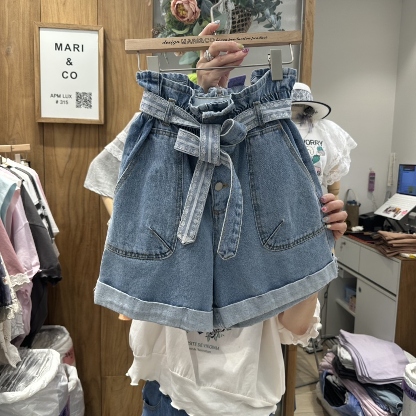 MARI CO韓國直郵女士新款時尚人氣休閑26春夏短褲含腰帶MARI CO短褲圖色1
