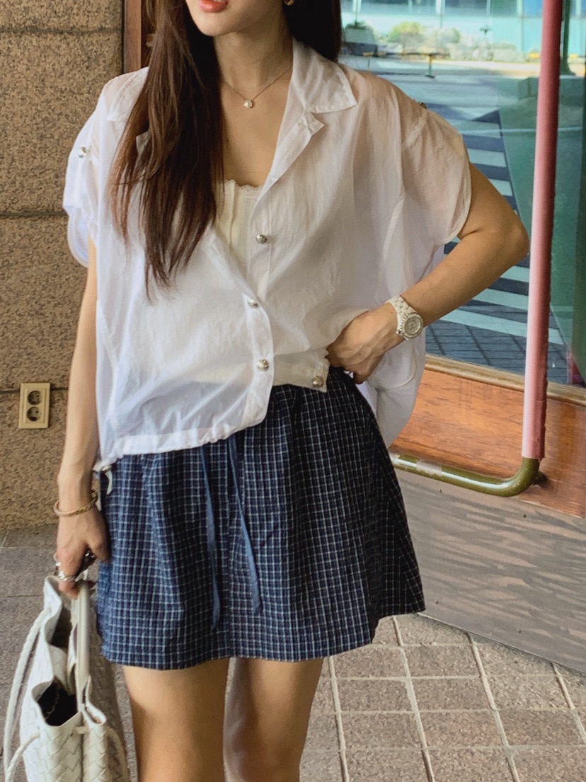 LA CREME韓國直郵女士新款26夏季時尚休閑推薦襯衫蕾絲衫LA CREME襯衫/蕾絲衫