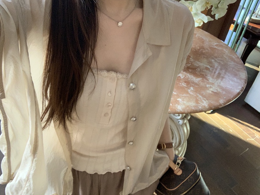 LA CREME韓國直郵女士新款26夏季時尚休閑推薦襯衫蕾絲衫LA CREME襯衫/蕾絲衫