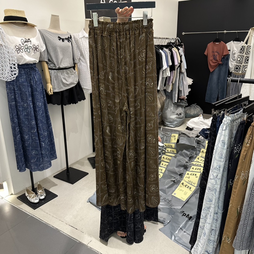 A.CES韓國直郵實拍女裝新款熱賣26春夏職業休閑休閑褲印花A.CES休閑褲