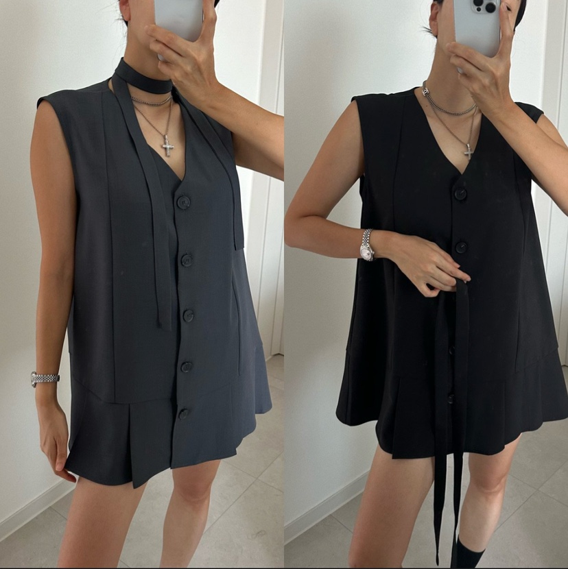 SOUIT韓國東大門代購女士新品人氣推薦26夏季連衣裙含腰繩褶裥SOUIT by mabel-L連衣裙