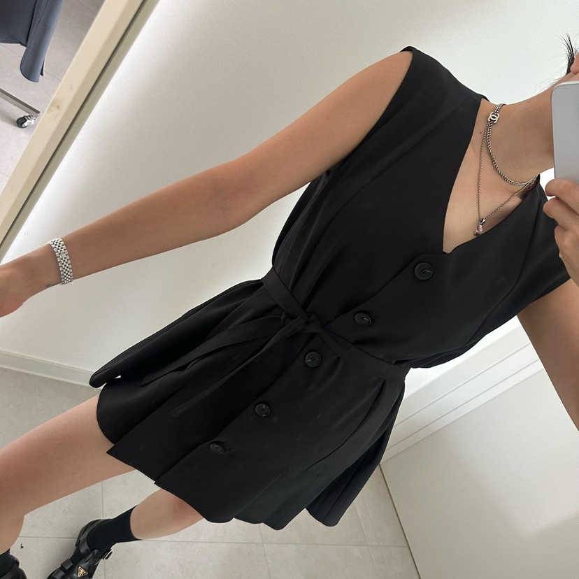 SOUIT韓國東大門代購女士新品人氣推薦26夏季連衣裙含腰繩褶裥SOUIT by mabel-L連衣裙