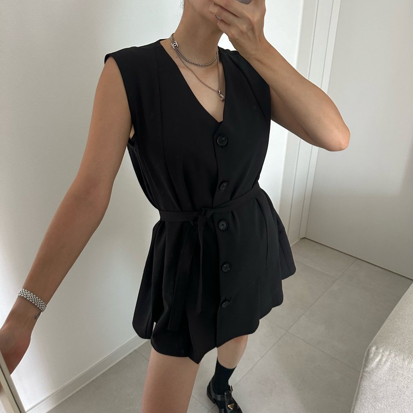 SOUIT韓國東大門代購女士新品人氣推薦26夏季連衣裙含腰繩褶裥SOUIT by mabel-L連衣裙
