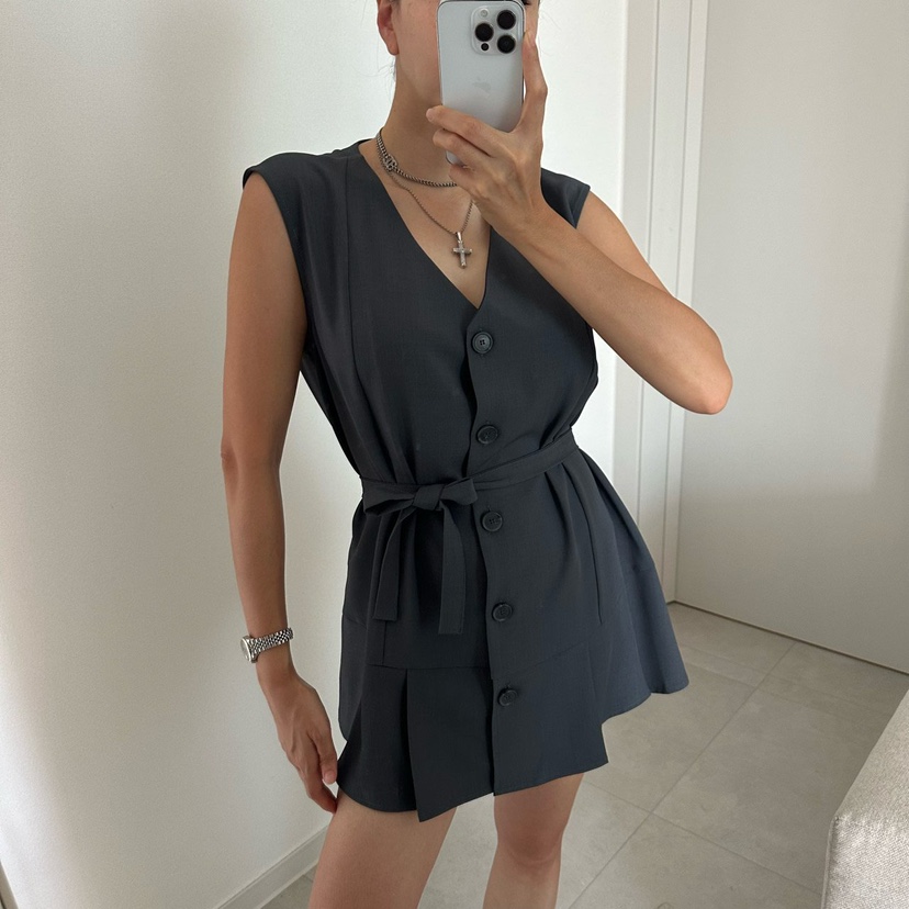 SOUIT韓國東大門代購女士新品人氣推薦26夏季連衣裙含腰繩褶裥SOUIT by mabel-L連衣裙