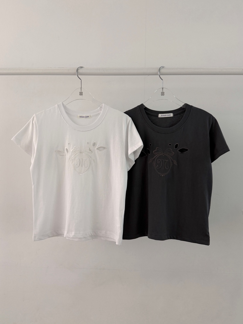 MORAN/MOSCO/SUGAR CASE東大門實拍韓國女士新品26春夏T恤刺繡緞帶鏤空MORAN/MOSCO/SUGAR CASET恤