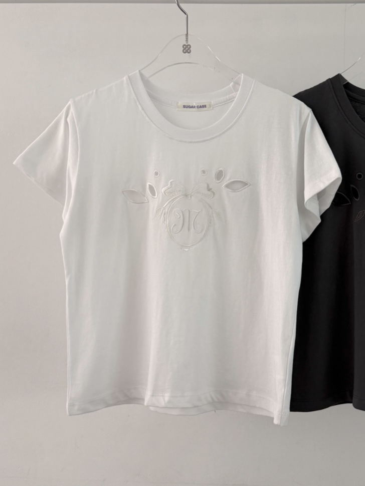 MORAN/MOSCO/SUGAR CASE東大門實拍韓國女士新品26春夏T恤刺繡緞帶鏤空MORAN/MOSCO/SUGAR CASET恤圖色1