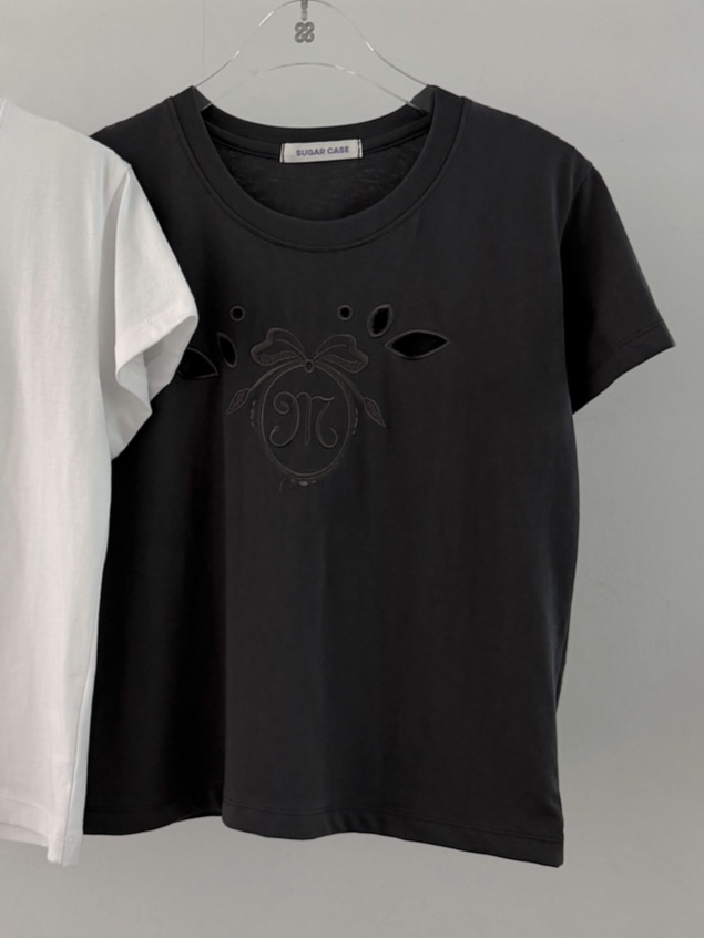 MORAN/MOSCO/SUGAR CASE東大門實拍韓國女士新品26春夏T恤刺繡緞帶鏤空MORAN/MOSCO/SUGAR CASET恤圖色2