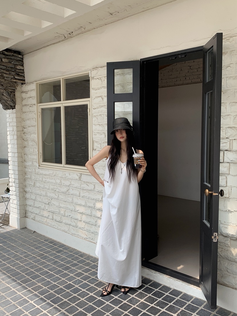 OURWAVE/OUR ROOM東大門實拍韓國女士新款時尚連衣裙亞麻長款Our Wave/Our Room連衣裙