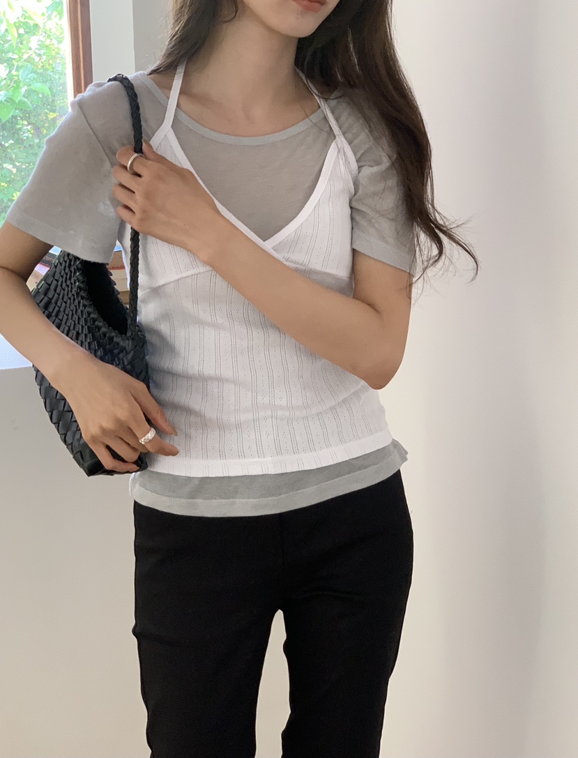 NOTICE東大門實拍韓國女裝新款休閑熱賣26春夏吊帶背心鏤空NOTICE吊帶/背心