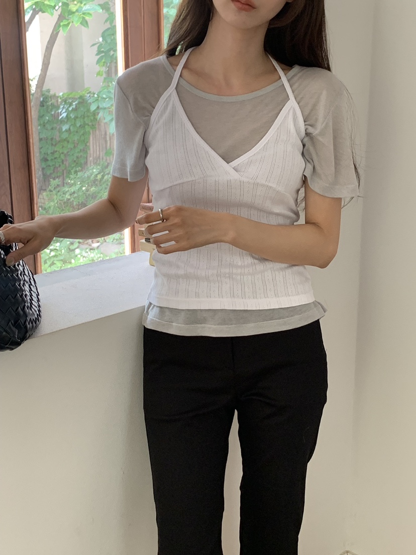 NOTICE東大門實拍韓國女裝新款休閑熱賣26春夏吊帶背心鏤空NOTICE吊帶/背心