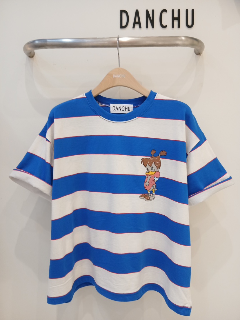 DANCHU韓國東大門代購女裝新品熱賣職業休閑推薦T恤條紋鴨DANCHUT恤圖色1