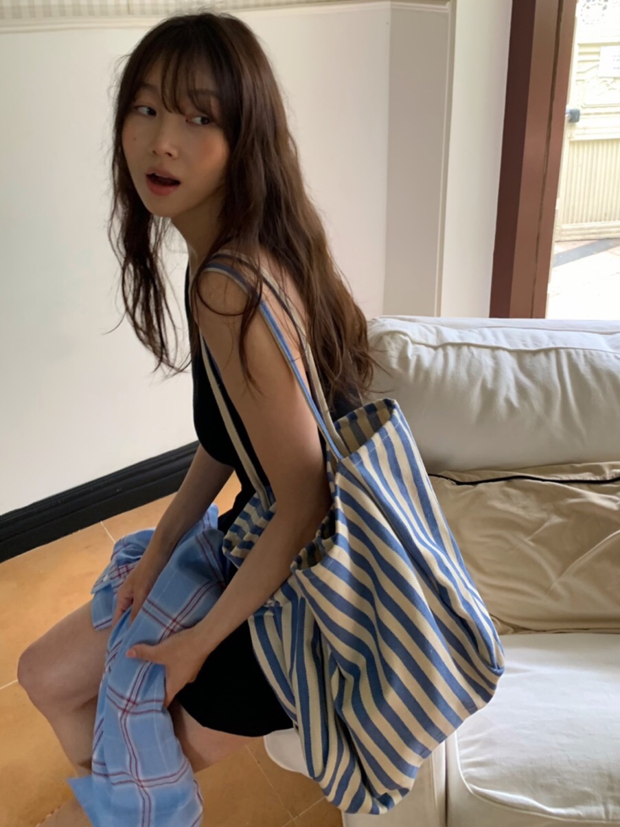 LIKEVAM韓國代購女裝新品人氣職業休閑推薦單肩斜跨包條紋LIKEVAM單肩/斜跨包