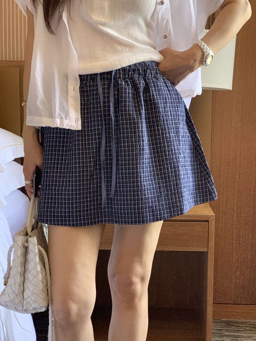 LA CREME東大門實拍韓國女裝新款26春夏職業26夏季短裙格子SLA CREME短裙