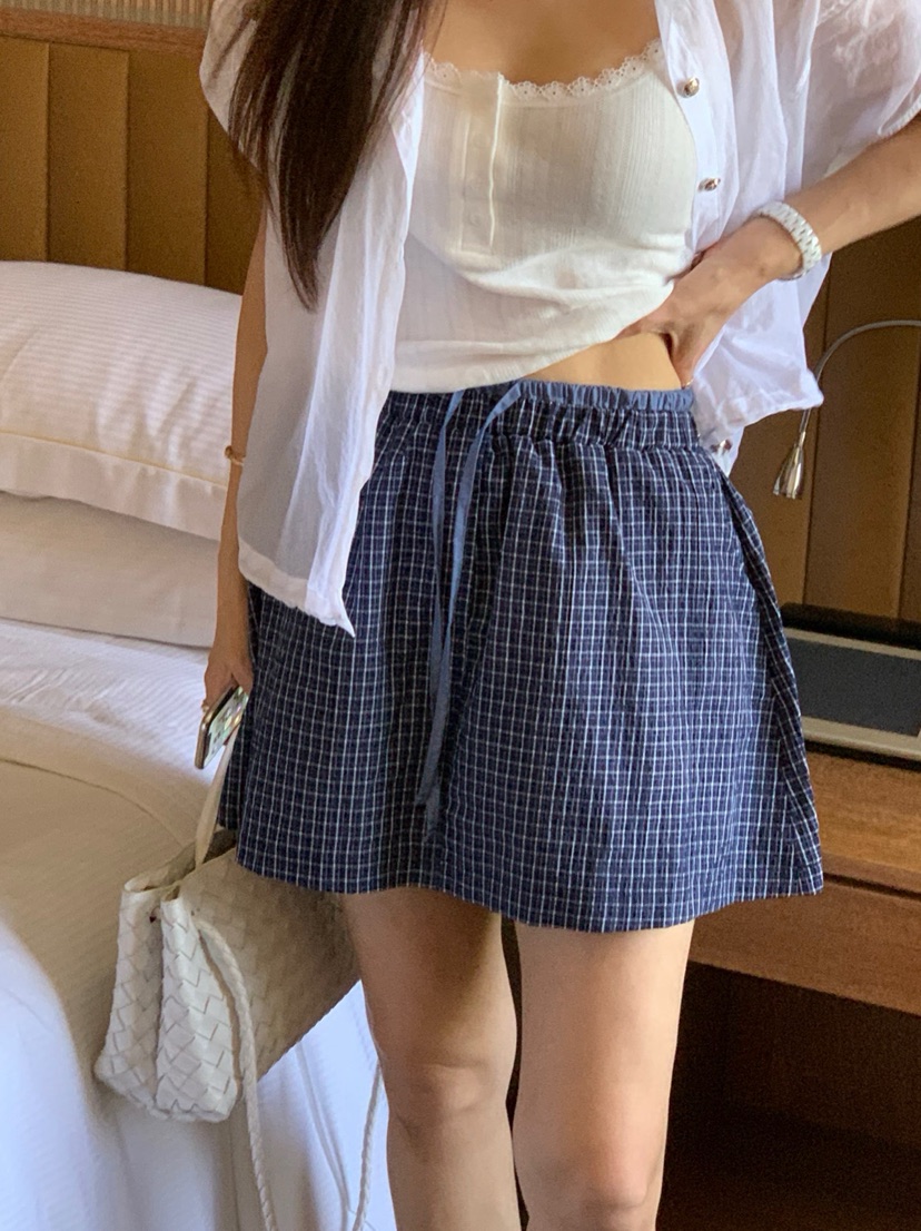 LA CREME東大門實拍韓國女裝新款26春夏職業26夏季短裙格子SLA CREME短裙