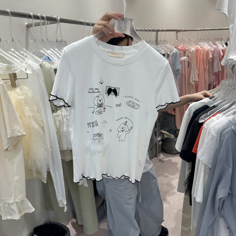 MIMME/LOOKK韓國代購女士新品推薦26春夏26夏季人氣T恤絲帶MIMME/LOOKKT恤圖色1