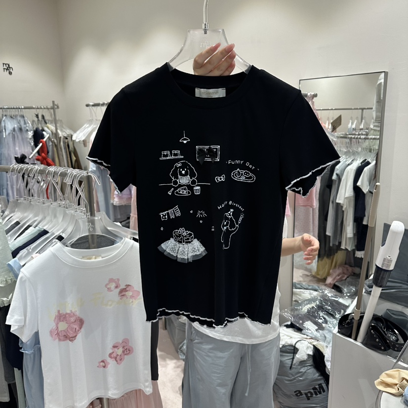 MIMME/LOOKK韓國代購女士新品推薦26春夏26夏季人氣T恤絲帶MIMME/LOOKKT恤圖色2