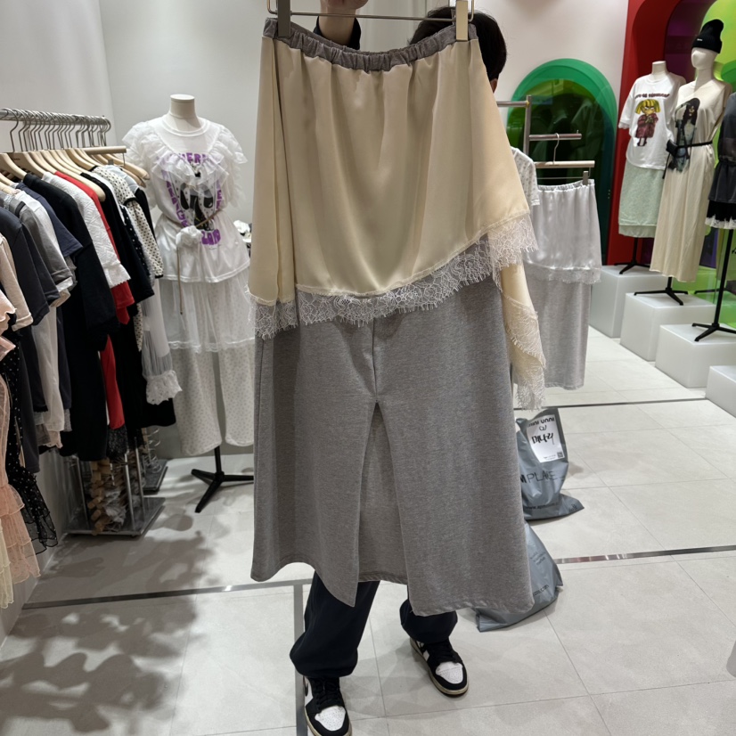 MINI UNNI韓國直郵實拍女士新品休閑26春夏職業熱賣長裙緞MINI UNNI長裙
