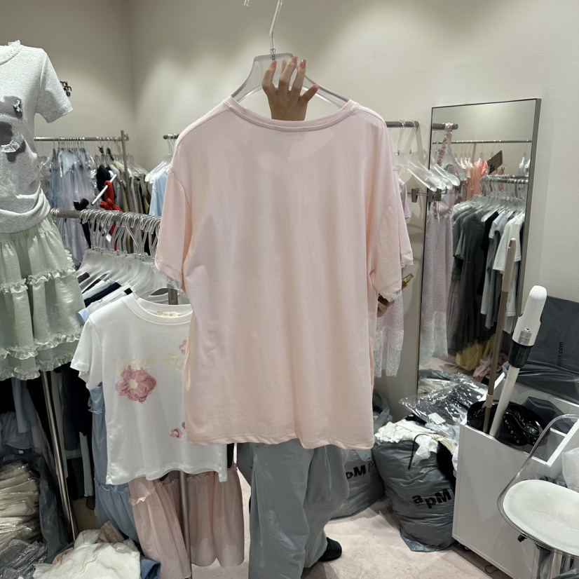 MIMME/LOOKK韓國直郵女士新品26春夏人氣休閑熱賣T恤絲帶MIMME/LOOKKT恤