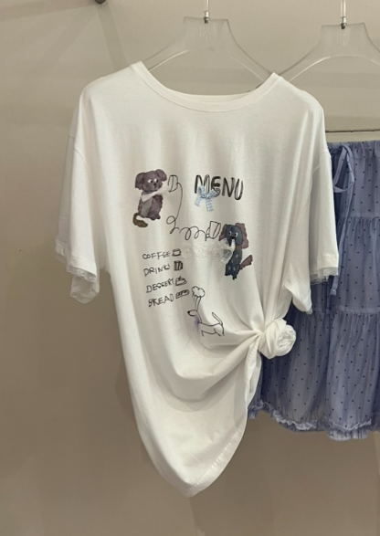 MIMME/LOOKK韓國直郵女士新品26春夏人氣休閑熱賣T恤絲帶MIMME/LOOKKT恤圖色3