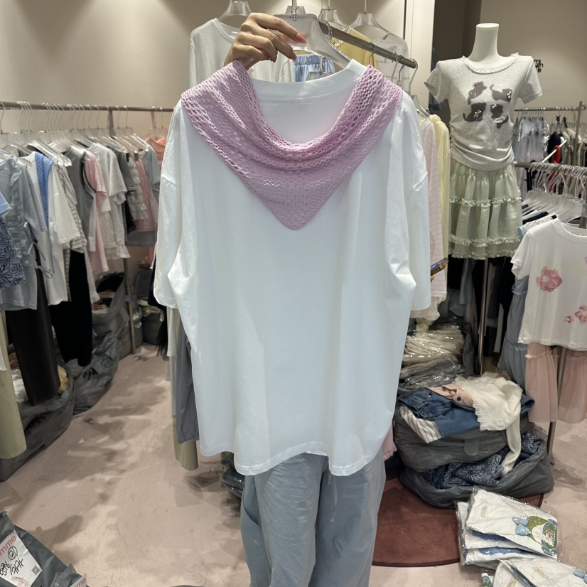 MIMME/LOOKK韓國直郵女裝新品熱賣休閑職業推薦T恤披肩絲帶MIMME/LOOKKT恤