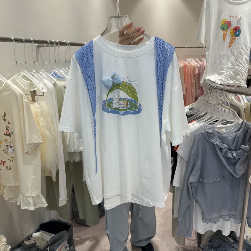MIMME/LOOKK韓國直郵女裝新品熱賣休閑職業推薦T恤披肩絲帶MIMME/LOOKKT恤圖色1