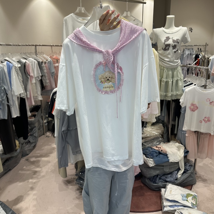 MIMME/LOOKK韓國直郵女裝新品熱賣休閑職業推薦T恤披肩絲帶MIMME/LOOKKT恤圖色2