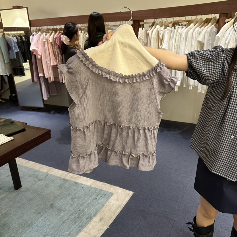 FURE韓國東大門代購女裝新品職業熱賣26春夏襯衫蕾絲衫紐扣FURE襯衫/蕾絲衫
