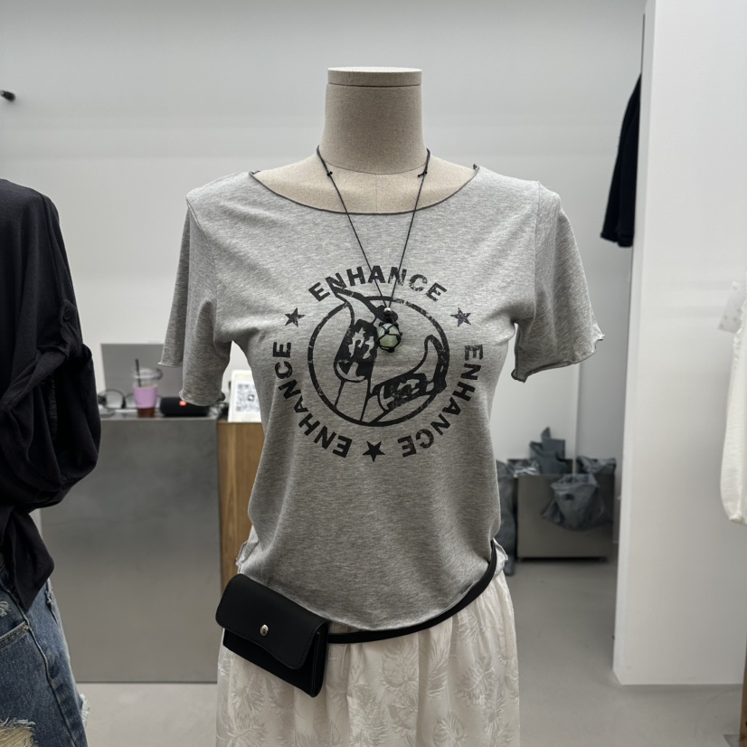 ENHANCE韓國直郵實拍女士新款26春夏休閑人氣職業時尚T恤ENHANCE/HOPESMORET恤圖色2
