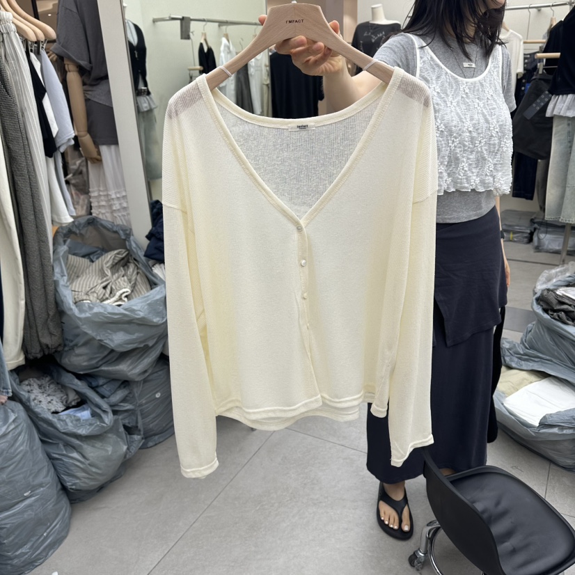 I MFACT東大門實拍韓國女裝新品26夏季時尚針織衫V領開衫I MFACT針織衫圖色1