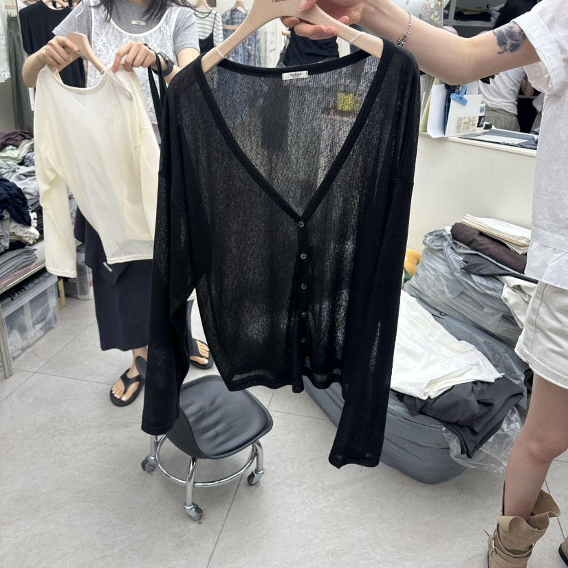 I MFACT東大門實拍韓國女裝新品26夏季時尚針織衫V領開衫I MFACT針織衫圖色2