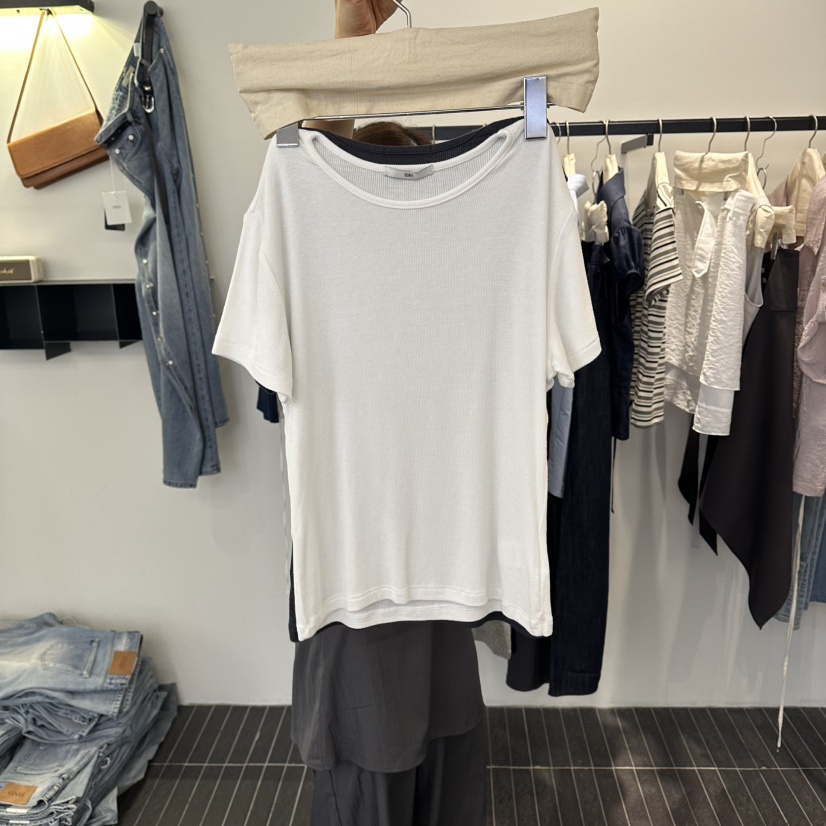 FIND-P韓國代購女裝新品熱賣時尚26夏季休閑人氣T恤羅紋FIND-PT恤圖色3