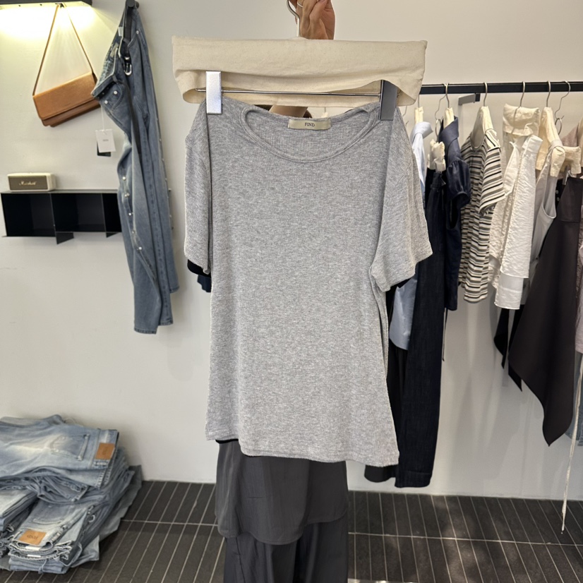 FIND-P韓國代購女裝新品熱賣時尚26夏季休閑人氣T恤羅紋FIND-PT恤圖色6